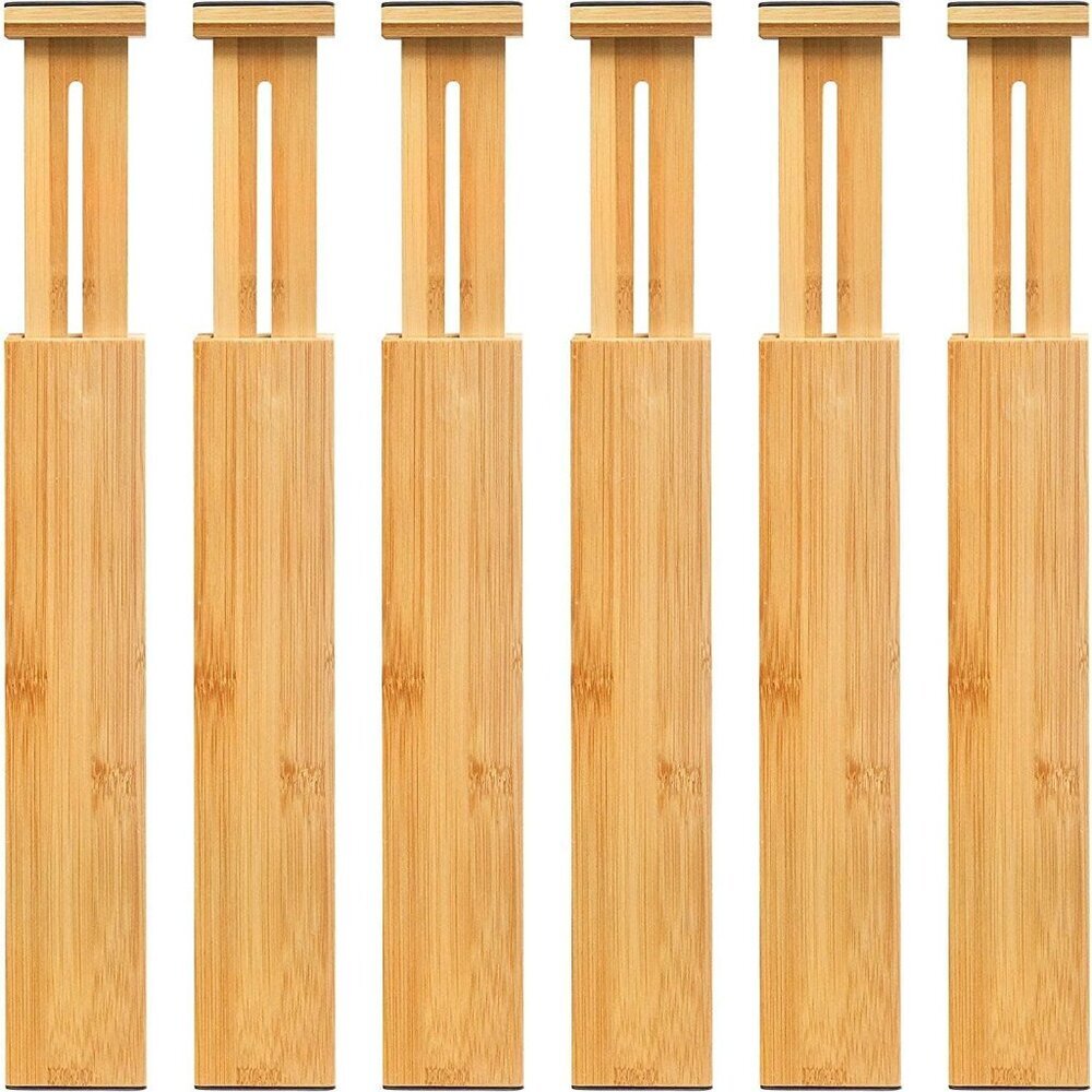 Adjustable Bamboo Drawer Dividers, Expandable Drawer Organizer for Kitchen, Bedr